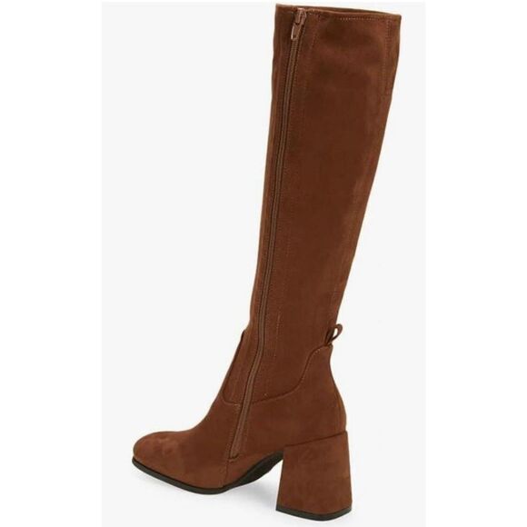 Nordstrom Rack Knee High Square-Toe Stretch Boot Brown Suede Size 5M - Picture 9 of 9